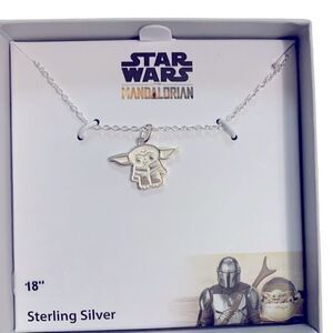 Star Wars Mandalorian Sterling Silver Pendant 18”Necklace